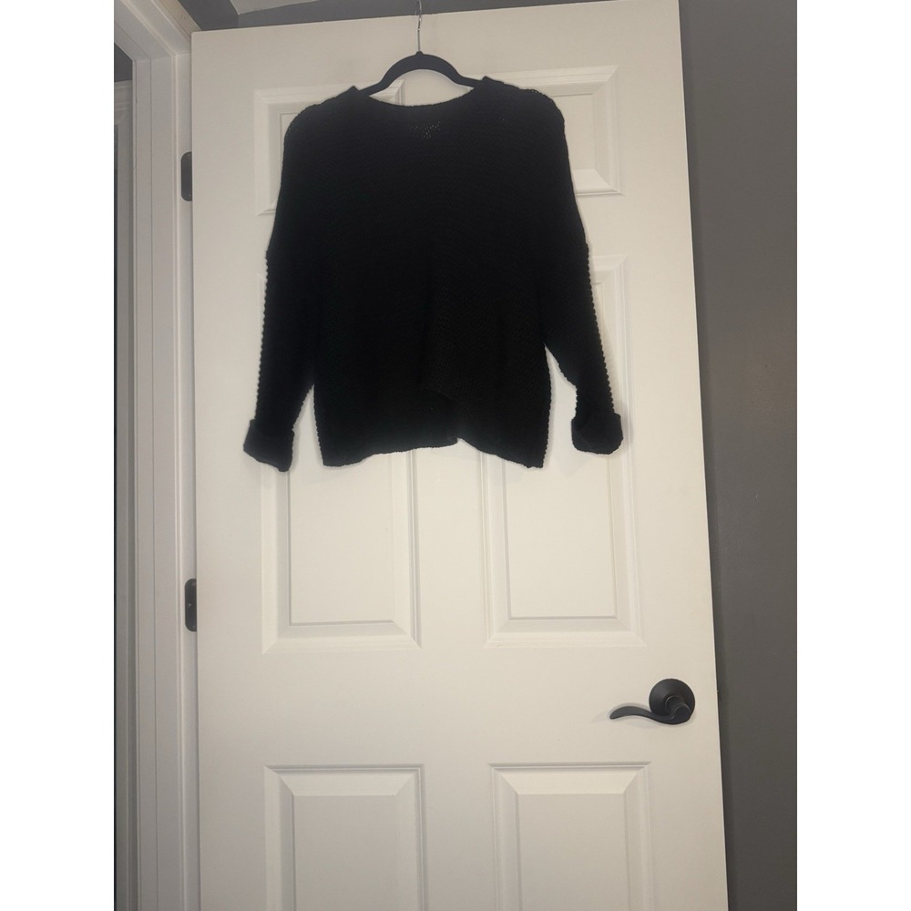 All Row Long Sleeve Knit Pullover Sweater Black Small